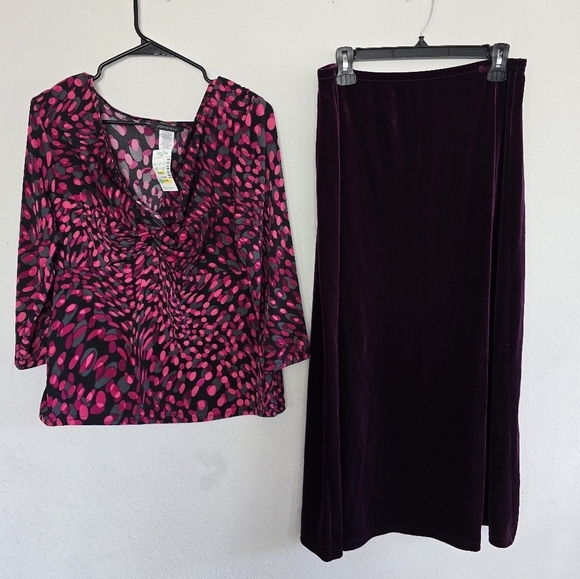 2Piece New Jonden Blouse & Studio Velvety Skirt Both Size Large Paired Together - Picture 2 of 12